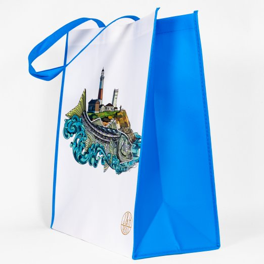 J&H Tackle Montauk Lighthouse Reusable Shopping Bag