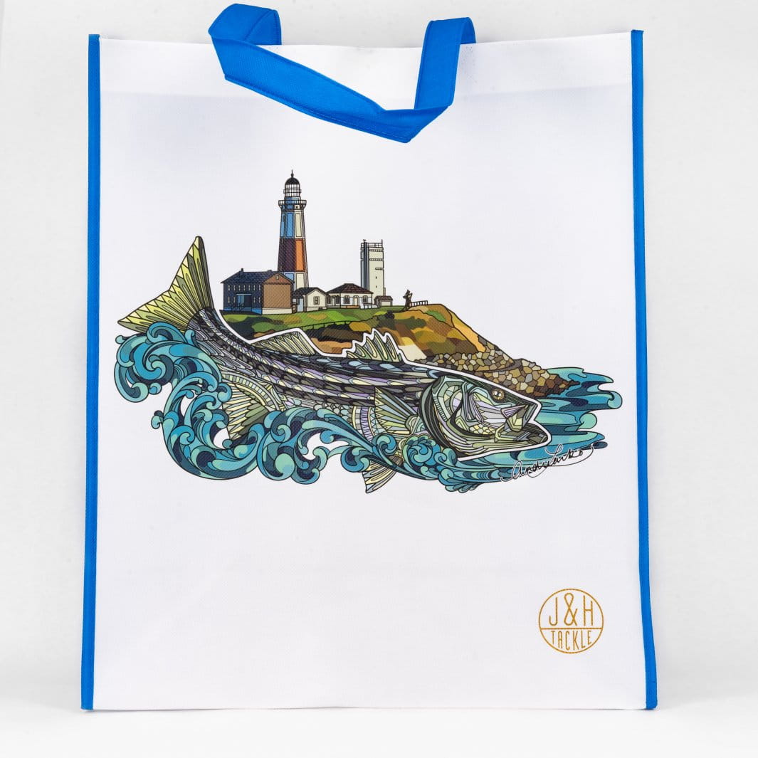 J&H Tackle Montauk Lighthouse Reusable Shopping Bag